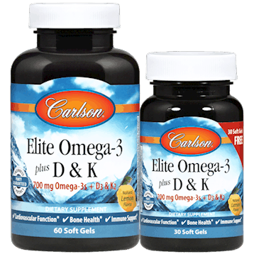 Elite Omega 3 + D3 \u0026 K 60+30sgels by Carlson Labs - Integrative Psychiatry