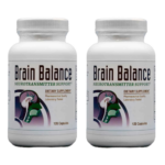 Two Brain Balance supplement bottles, 120 capsules